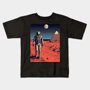 Pyramids On Mars Space Astronaut Art Kids T-Shirt